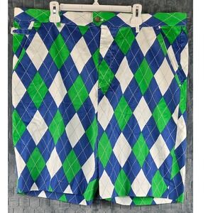 Royal & Awesome Mens Argyle Golf Shorts Green Blue White Size 44 DEW220